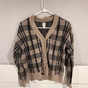 Plaid Button-Up Sweater